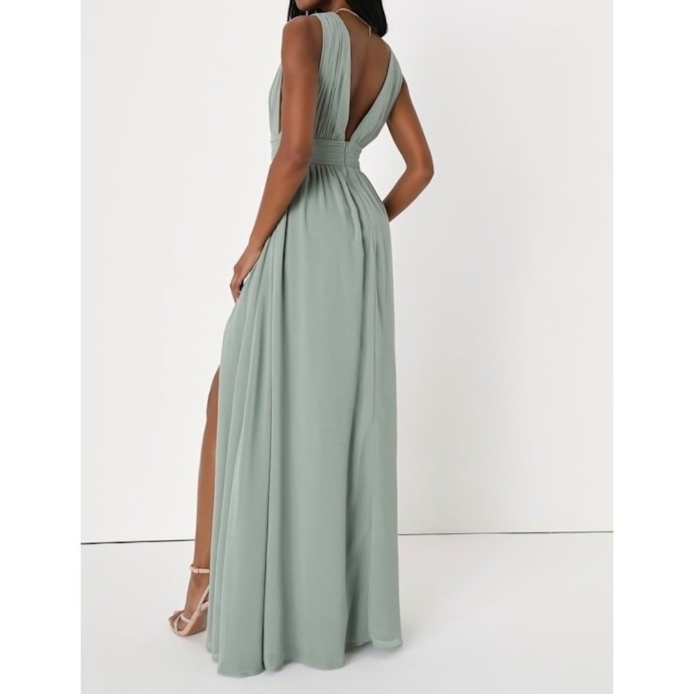NWT Heavenly Hues Sage Green Brush Maxi Dress Small - Picture 4 of 5